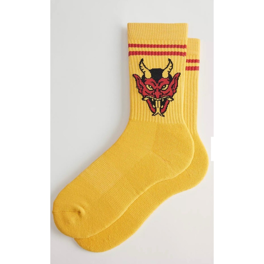 Urban Outfitters Yellow Devil Graphic Crew Socks New OS
